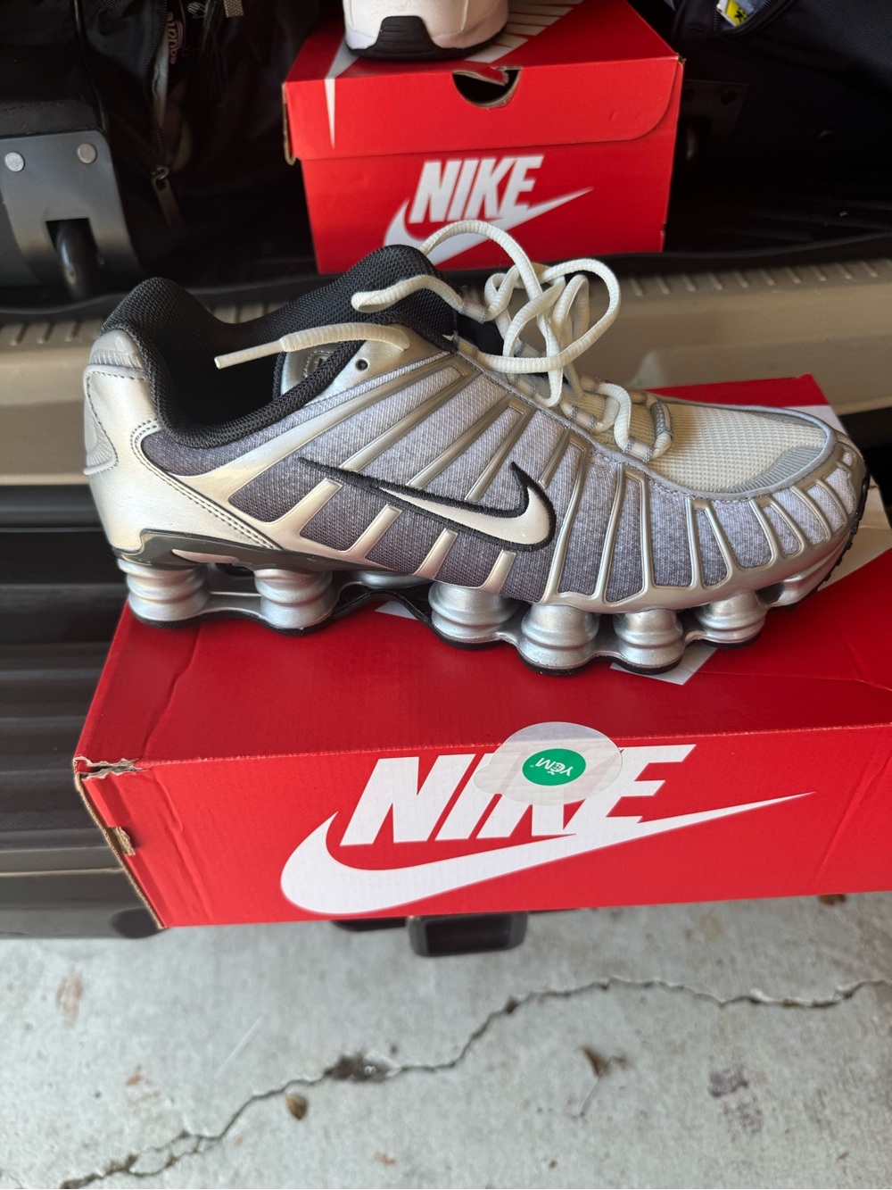 Nike Silver and Black Kids Shox Sneakers